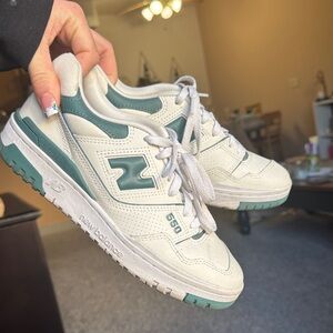 New Balance 550 White and Teal Sneakers